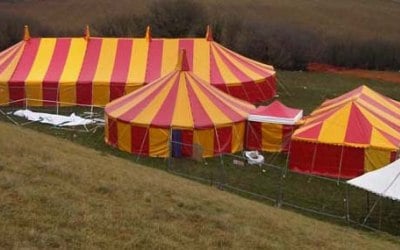 Colourful stripy tents and marquees for hire