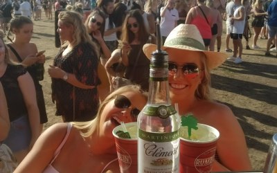 These ladies were at the Tea Party festival loving their Rum, Love & Ting cocktail (and the hat)