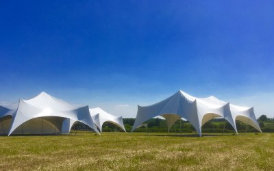 Capri Marquees stripped bare with no sides for a High Summer Corporate funday.