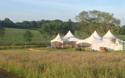 Matrix marquees build in a horseshoe shape to create a central courtyard.