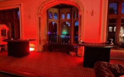 Mood lighting enhances the room
