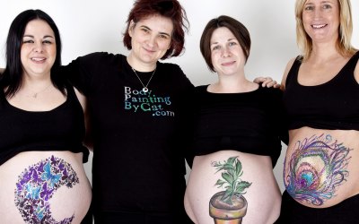 Baby bump prenatal body art face painting Bath Bristol