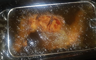 Fried chicken in progress