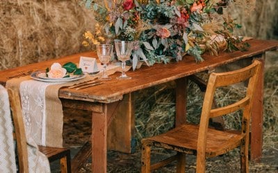 Trestle table and chairs