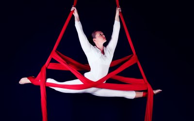Lisa Truscott performing a solo silks act