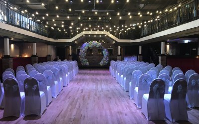 Chair covers and moongate organic arch