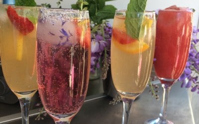 Range of bespoke cocktails for a garden party 