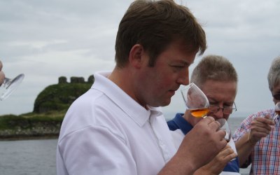 David Wood leading a whisky tasting at Lagavulin Distillery, Isle of Islay