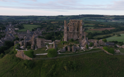 Corfe Castle at its best from the sky
