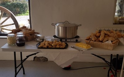 Rustic wedding party day food