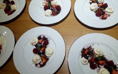 Ricotta and basil mousse, chocolate soil and fresh berries...say no more
