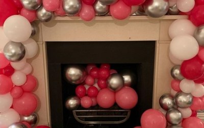 Red white and silver chrome garland