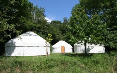A perfect campsite for three of our glamping yurts 