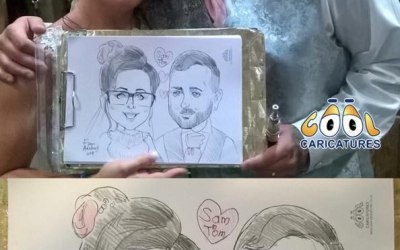 Wedding caricatures on paper