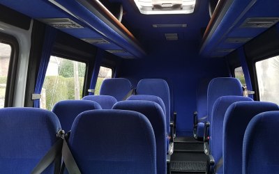 Our minibus service comes with reclining seats, 3 point seat belts, Air conditioning and privacy glass.