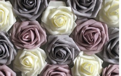 7ft  x 7ft  grey and vintage pink flower wall for separate hire.