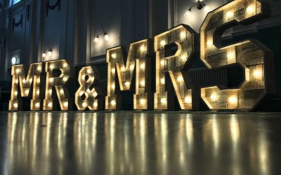 Rustic LED MR & MRS letters 