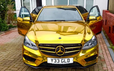 Gold Mercedes E Class Front