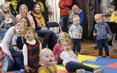 Captivated toddlers at Crickhowell Children's Book Festival. 
