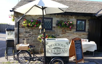 Derbyshire Ice Cream Bike 07551 756355 popcorn hire Fox & Goose Inn wedding