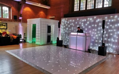White LED Dancefloor, DJ & Photobooth