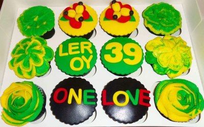 Jamaican Birthday Themed Cupcakes With Edible Fondant Ackee (Jamaica's national dish), One Love