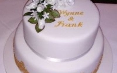 Golden wedding anniversary stacked cake