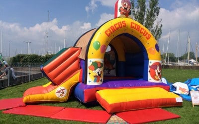 Circus  themed combination  slide & bouncy castle 