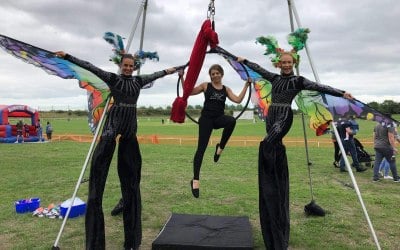 Stilt walkers and circus workshops