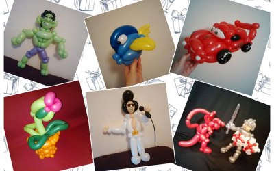 multiple photos of balloon models