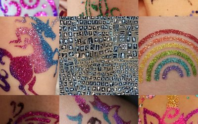 Glitter Tattoo services are amazing value as we deliver our service with no compromise in quality. We can supply up to three body art professionals at a single location for a full day event or a one-hour birthday house party.