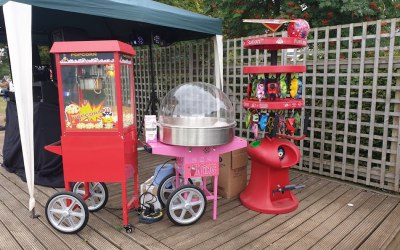 Popcorn, slush and candy floss machines available. 