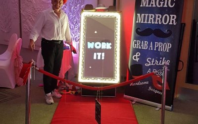 Magic Mirror with red carpet and attendant