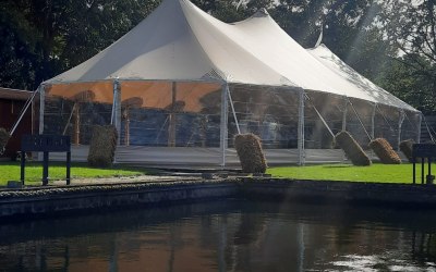 Sailcloth tent setup - Surrey