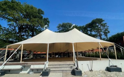 Beachside sailcloth tent setup - Sussex