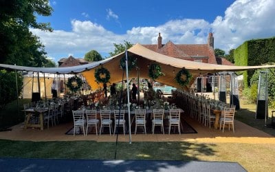 Wedding for 140 guests on trestle tables - West Sussex
