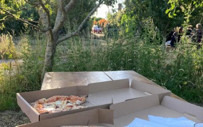Pizza in the orchard