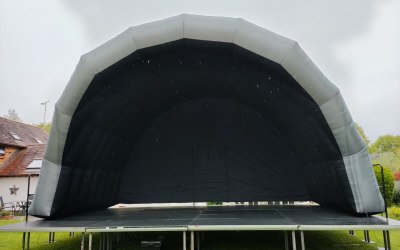 One of our latest outdoor stage structures, an additional 8m x 5m and a 6m x 4m
