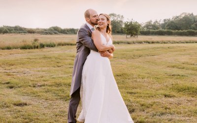 Crimson Sunset Wedding Portrait