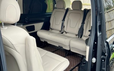 Interior view of Mercedes V-class with ample legroom