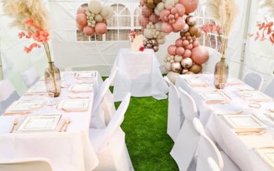 Nude and blush themes dinner party