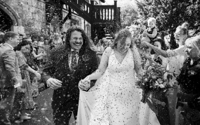 Confetti explosion at the Hospitium in York