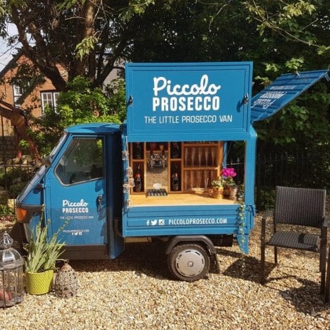 Hired Prosecco Van serving drinks at an
event