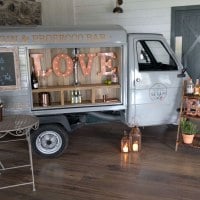 Juniper, our mini mobile bar in a TukTuk Gin & Prosecco van with bubbly on tap in Scotland