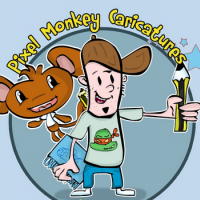 Pixel monkey caricatures Pixel Monkey Caricaturist, based in Kent can travel the UK