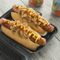 The real deal Classic hot dog with onion, ketchup and mustard