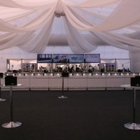 12M Zipbar with back bar system and digital screen advertising.