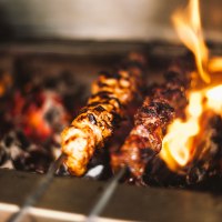 Shish on the charcoal grill.
