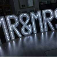 mr & mrs led light up hire £175