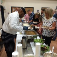 Hot Caribbean buffet. 50th Birthday Party.